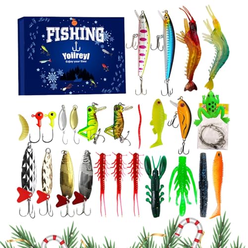 Zubehors 24 Tage Angel Weihnachts Adventskalender | Weihnachts Countdown Kalender mit Angelködern | Köder Set für Süßwasser Salzwasser Männer | Geschenk für Angler Enthusiasten Vater Opa Freund Zubehors 24 Tage Angel Weihnachts Adventskalender | Weihnachts Countdown Kalender mit Angelködern | Köder Set für Süßwasser Salzwasser Männer | Geschenk für Angler Enthusiasten Vater Opa Freund von Zubehors