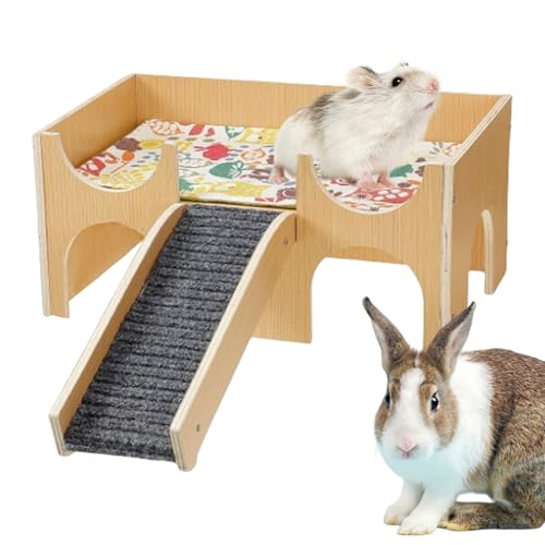 Zubehors Hamster Versteck,Holz Rennmaus Haus | Zweistöckiger Unterschlupf Mit Treppe Für Igel Hamster Meerschweinchen Aktivität von Zubehors