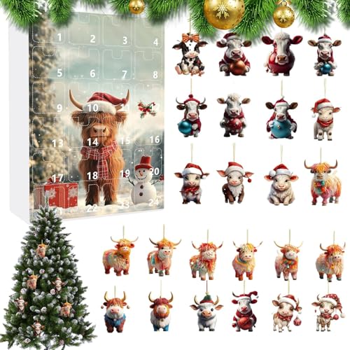 Zubehors Hochlandrind Dekoration Countdown | Weihnachtsbaum Flachanhänger Adventskalender,Sammel Schmuckstück Fest Adventskalender Für Party Wohnheim Auto Wohnzimmer Zuhause Rucksack Schlafzimmer Zubehors Hochlandrind Dekoration Countdown | Weihnachtsbaum Flachanhänger Adventskalender,Sammel Schmuckstück Fest Adventskalender Für Party Wohnheim Auto Wohnzimmer Zuhause Rucksack Schlafzimmer von Zubehors