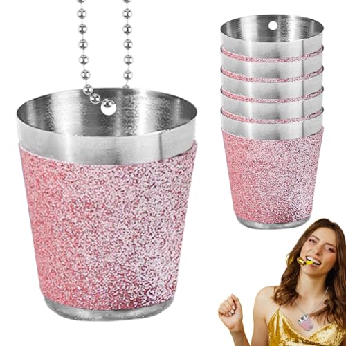 Zubehors Schnapsglas-Halskettenperlen, Schnapsgläser aus Edelstahl | Edelstahl-Perlenkette | Tragbare Weingläser aus Edelstahl, 6er-Set für Junggesellenabschied, irisches Festival von Zubehors