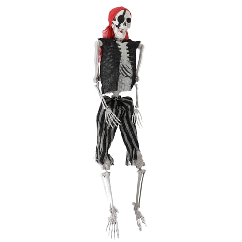 Zucebos Lebensgroße Halloween-Skelett-Requisite, 1,5 m, realistisches Ganzkörper-Skelett mit beweglichen beweglichen Gelenken, Skelett für drinnen und draußen, gruselige Dekoration von Zucebos