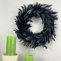 Dekorativer Schwarzer Federkranz, Halloween-Dekoration, Einzigartiger Feiertags-Dekorativer Spezielle Ereignisse Dekor Zucker® von ZuckerFeatherPlace