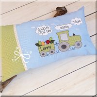 Geburtskissen Namenskissen Kissen Personalisiert Zur Taufe Taufgeschenk Geschenk Geburt Mit Traktor Bestickt von ZuckerschnutenShop