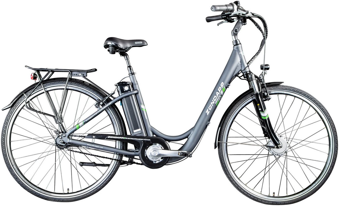 Zündapp E-Bike Cityrad Green 3.7, 7 Gang, Nabenschaltung, Frontmotor, 374 Wh, Pedelec, Elektrofahrrad für Damen u. Herren von Zündapp