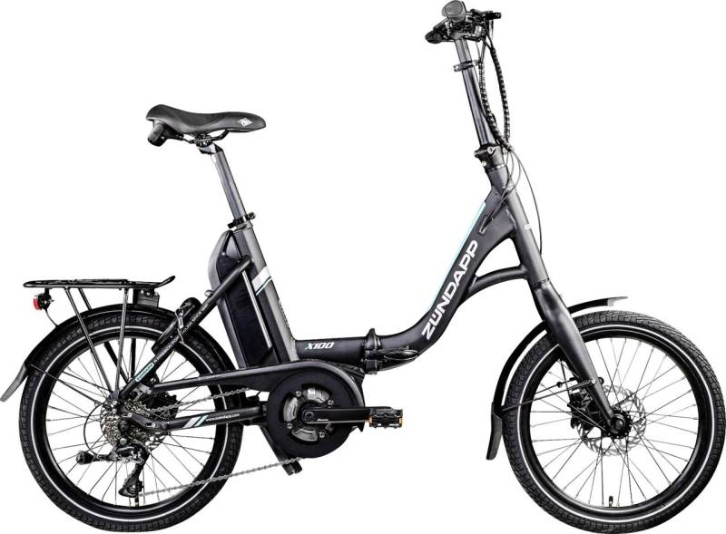 Zündapp E-Bike Faltrad X100 20 Zoll 9-Gang RH 45cm 400 Wh schwarz/türkis von Zündapp