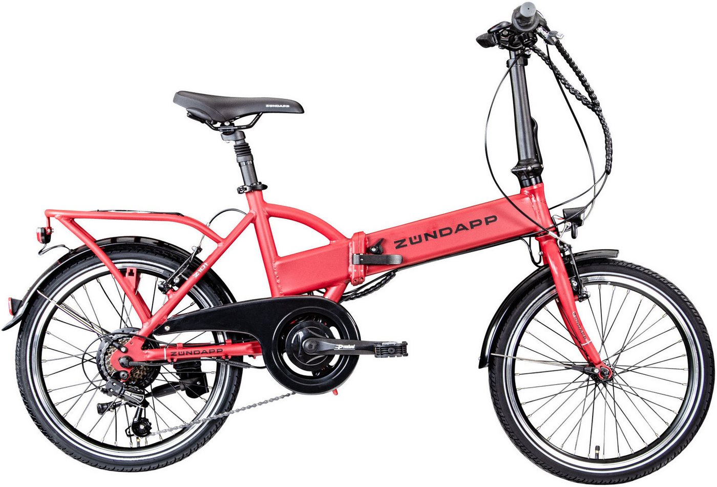 Zündapp E-Bike Faltrad Z101, 6 Gang Shimano Tourney RD-TY300 Schaltwerk, Kettenschaltung, Heckmotor, 270 Wh, Pedelec, Elektrofahrrad für Damen u. Herren von Zündapp