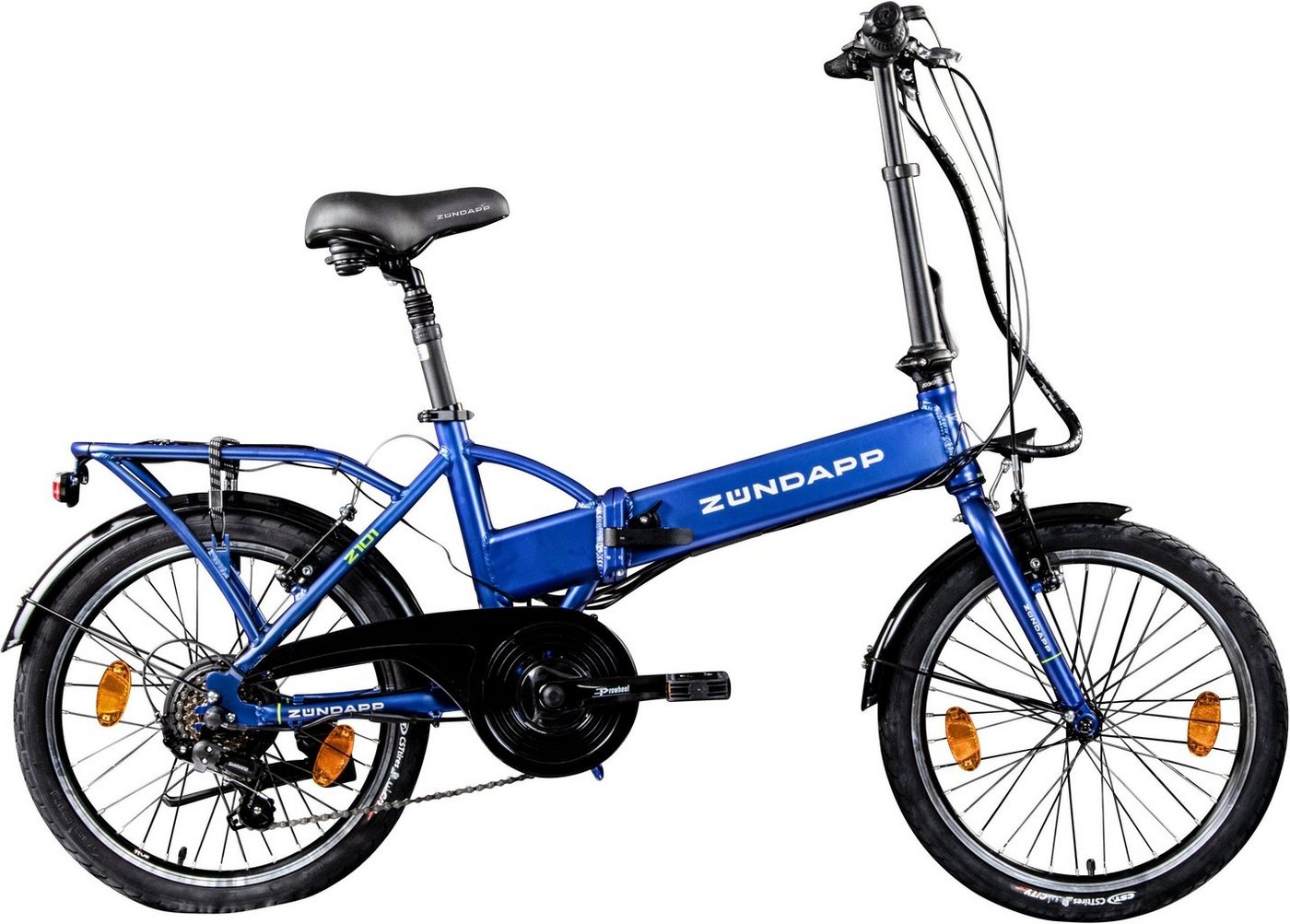 Zündapp E-Bike Klapprad Z101, 6 Gang Shimano Tourney Schaltwerk, Kettenschaltung, Heckmotor, 270 Wh, Pedelec, Elektrofahrrad für Damen u. Herren von Zündapp