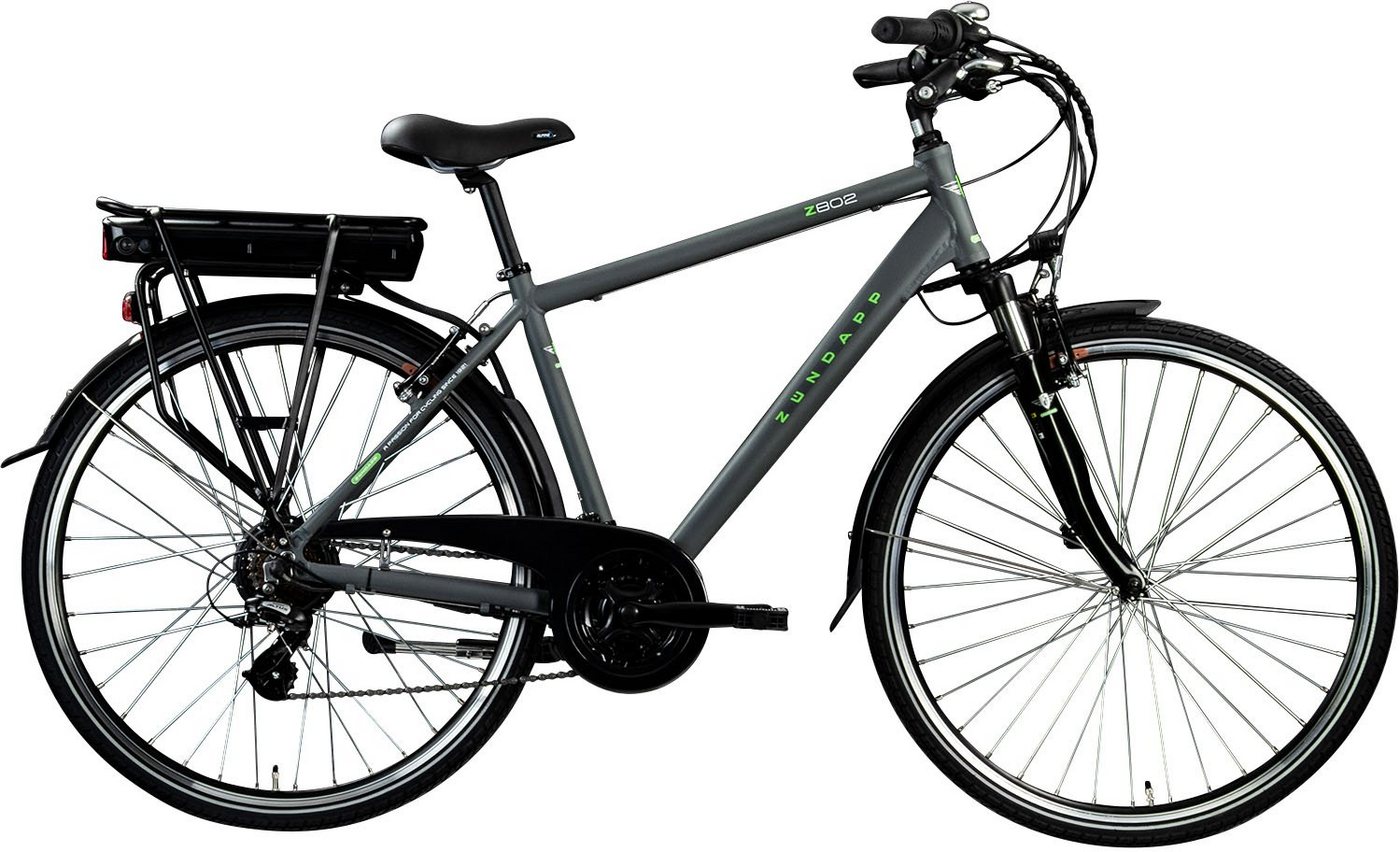 Zündapp E-Bike Z802 Herren, 21 Gang Shimano Altus RD-M310 Schaltwerk, Kettenschaltung, Heckmotor, 374 Wh Akku von Zündapp