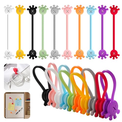 Zueyen 10 Stück Handheld Magnetic Cable Manager, Silikon Kabelbinder, Kabelhalter Magnetisch, Wiederverwendbare Silikon Kabelbinder Kabelorganizer Für Schulen Hause von Zueyen