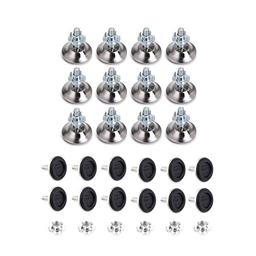 Zueyen 12 Stück Verstellbare Möbelfüße Metall Möbelbeine M8 x 40mm Nivellierfüße mit Einschlagmuttern(Schwarz) von Zueyen