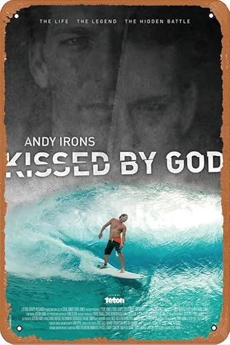 Andy Irons: Kissed by God (2018) Film Vintage Metall Blechschild Wandschild Plakette Plakette Poster für Zuhause Badezimmer und Café Bar Pub Wanddeko - 20,3 x 30,5 cm Metall-Blechschild von Zuhhgii