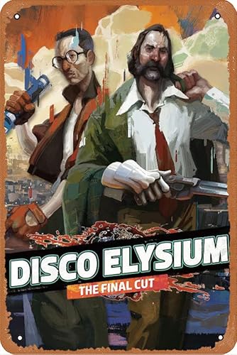 Disco Elysium 30,5 x 20,3 cm Vintage Metalldose Logo Vintage Metall Logo Spaß Zuhause Bauernhof Badezimmer Bar Kunst Wanddekoration Schlafzimmer Salon Cafe Vintage Poster von Zuhhgii