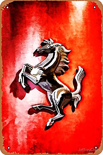 Ferrari Logo Art Poster Metall Blechschild 20,3 x 30,5 cm Vintage Retro Man Cave Wanddekoration von Zuhhgii