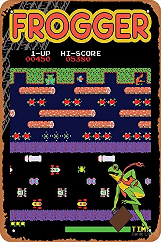 Frogger The Classic Arcade Videospiel-Poster Metall-Blechschild 20,3 x 30,5 cm Vintage Retro Man Cave Wanddekoration von Zuhhgii