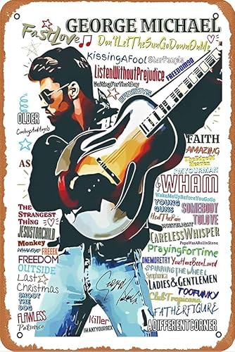 George Michael Pop Art Musik-Ikonen, Pop-Art-Poster, Metallschild, Blechschild, Retro-Wanddekoration für Zuhause, Straße, Tor, Bars, Club, Restaurants, Cafés, Geschäfte, Pubs, Schild, Geschenk, 20,3 x von Zuhhgii