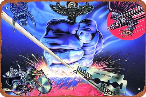Metallschild, Motiv: Judas Priest Band United Kingdom – Judas Priest Ram It Down 1988, Blechschild, Retro-Wanddekoration für Zuhause, Straße, Tor, Bars, Clubs, Restaurants, Cafés, Geschäfte, Pubs, von Zuhhgii