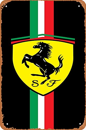 Scuderia Ferrari F1 Logo Design mit Italien Flagge Poster Metall Blechschild 20,3 x 30,5 cm Vintage Retro Man Cave Wanddekoration von Zuhhgii