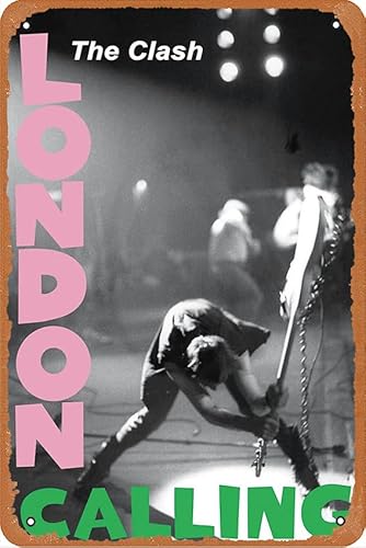 The Clash Poster – London Calling Vintage Metall-Blechschild, Wanddekoration für Bars, Kaffeebar, Heim-Wanddekoration, 30,5 x 20,3 cm von Zuhhgii