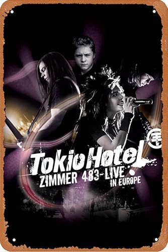 Tokio Hotel Zimmer 483 – Live in Europe Film Retro Stil Metall Blechschild Home Cafe Bar Pub Wanddekoration Metall Poster 20,3 x 30,5 cm von Zuhhgii