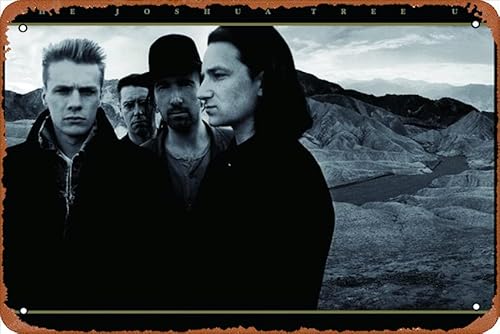 U2 Poster – Joshua Tree Vintage Metall-Blechschild, Wanddekoration für Bars, Café-Bar, Heim-Wanddekoration, 30,5 x 20,3 cm von Zuhhgii