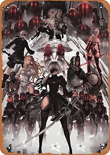 Zuhhgii Anime Metall Poster Automata Figur Poster Metall Blechschild Nier Wandkunst Dekor Blechschild - 20,3 x 30,5 cm von Zuhhgii