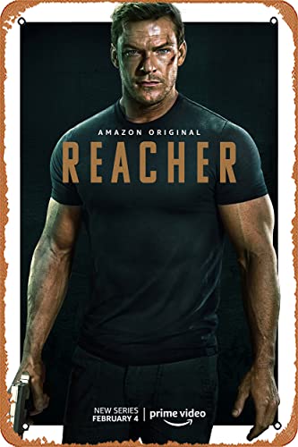 Zuhhgii Reacher (Alan Ritchson, Jack Reacher) TV-Show-Poster, Blechschild, Kino, Kino, 20,3 x 30,5 cm, Vintage-Filmmusik, Metallschild für Zuhause, Bar, Pub, Dekoration, Geschenke von Zuhhgii