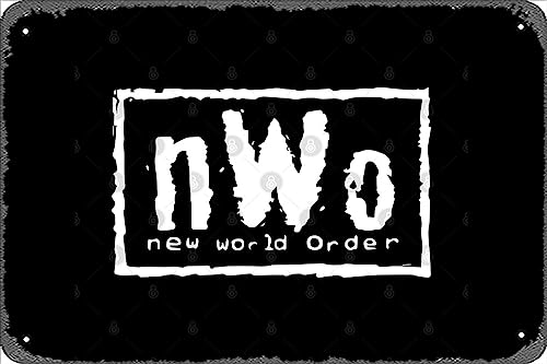 Zuhhgii Retro-Blechschild nWo – New World Order – Pro Wrestling Vintage Lustige Neuheit Metallschilder Männerhöhle Humorvolle Schilder Filme Musik Bar Kunst Poster Retro Druck Wanddekoration Garage von Zuhhgii