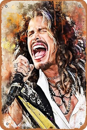 Zuhhgii Rock Band Vocalist Steven Tyler Plakette Poster Metall Blechschild 20,3 x 30,5 cm Vintage Retro Wanddekoration von Zuhhgii