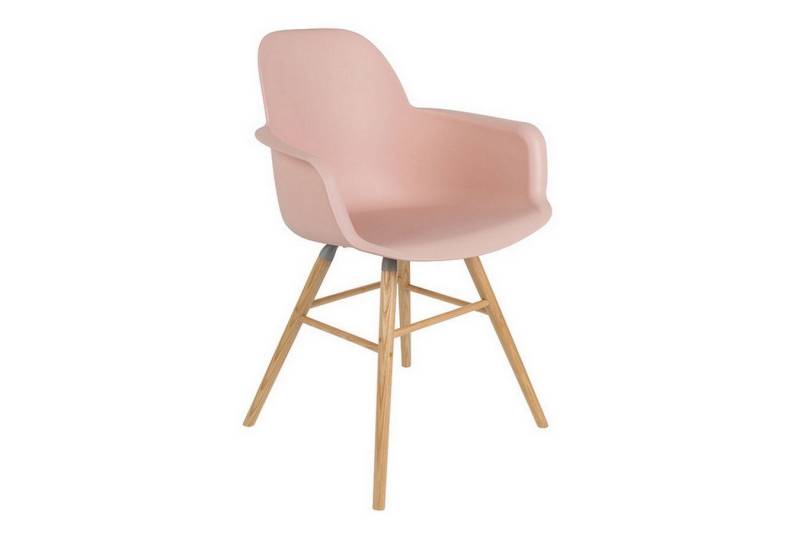 Zuiver Stuhl Armlehnstuhl Albert Kunststoff pastell rosa von Zuiver