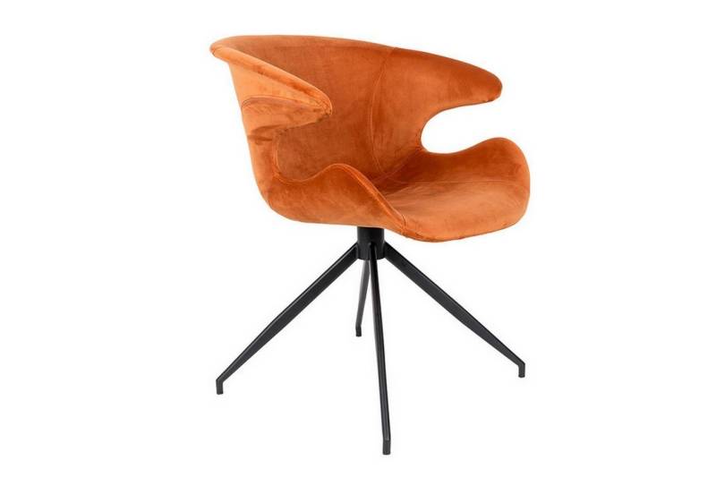 daslagerhaus living Stuhl Armlehnstuhl Mia Samt orange von daslagerhaus living