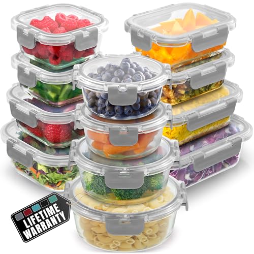 ZK Glass Storage Containers - Set of 12 - Grey ZK Glass Storage Containers - Set of 12 - Grey von Zulay Kitchen