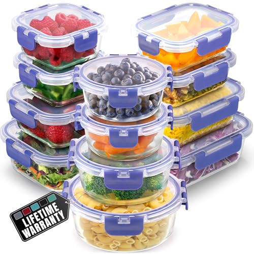 ZK Glass Storage Containers - Set of 12 - Periwinkle von Zulay Kitchen