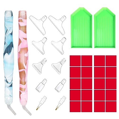 Zulbceo Diamond Painting Zubehör Kits, Kunstharz Diamant-Malstift mit 20 Stück Ton 2 Trays und 10 Replacement Pen Heads for Diamond Painting,für Diamant Malerei DIY Nagelkunst von Zulbceo