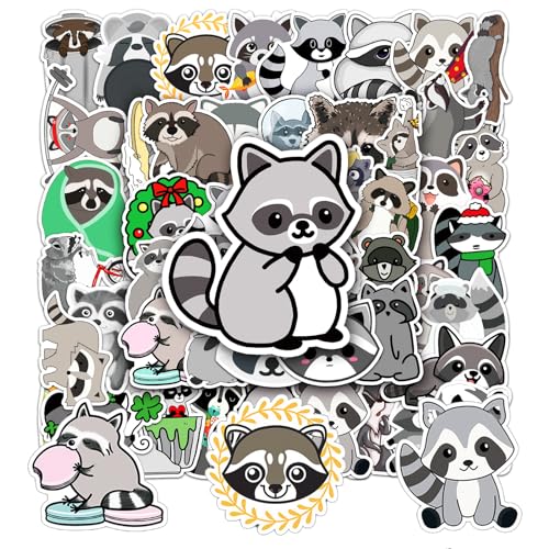 Zulbceo Longziming 50 Stück Cartoon Sticker Raccoon Aufkleber, Wasserfeste Vinyl Stickers für DIY Dekoration, Skateboard Laptop Koffer Helm Motorrad Auto Fahrrad Handy,Kindergeburtstag Party deko von Zulbceo