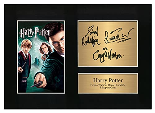 Harry Potter x 3 Besetzung signiert von Emma Watson, Daniel Radcliffe & Rupert Grint A4 gedruckte Autogramm-Fotoreproduktion Druck Bild Display Nr. 18 von Zulu Image