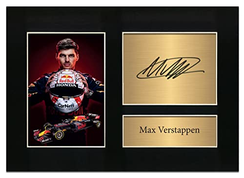 Max Verstappen Formel-1 Präsentationsdisplay F1, signiert, A4, gedrucktes Autogramm, Foto-Reproduktion, Druck, Bild Display Nr. 80 von Zulu Image