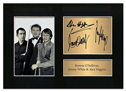 Ronnie O'Sullivan / Jimmy White & Alex Higgins Snooker Signiertes Memorabilia A4 gedrucktes Autogramm Foto Reproduktion Bild Display Nr. 105 von Zulu Image
