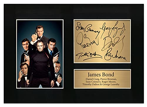 Zulu Image James Bond 007 / Daniel Craig, Pierce Brosnan, Sean Connery, Roger Moore, Timothy Dalton & George Lazenby signiert, A4, gedruckte Foto-Reproduktion Nr. 71 von Zulu Image