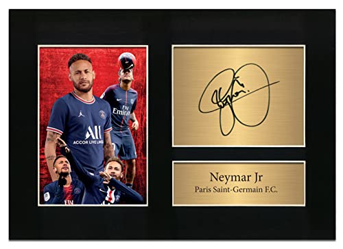 Zulu Image Neymar Jr PSG signiertes A4 gedrucktes Autogramm Foto Memorabilia Reproduktion Druck Bild Display Nr. 86, schwarz von Zulu Image