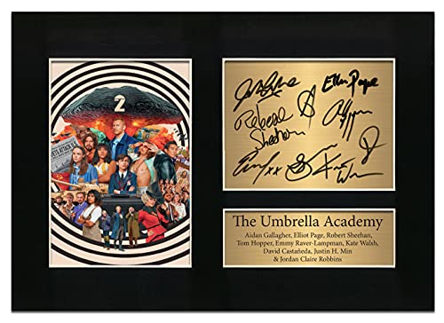 Zulu Image The Umbrella Academy Autogramm Cast Signiertes Autogramm A4 Foto Reproduktion Druck Bild Display Nr. 47, Schwarz von Zulu Image