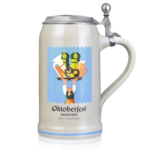 Zum Franziskaner offizieller Oktoberfest Krug 2025 der Stadt München - Sammlerstück - Bierkrug Maßkrug Oktoberfest Krug Geschenk Souvenirs Original - Limitiert (mit Zindeckel) von Zum Franziskaner