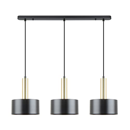 Zumaline LEO Stab-Pendel-Deckenleuchte, Mattschwarz, Gold, 3x E27 von Zumaline Lighting