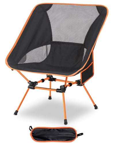 Zumhigh Leichter Campingstuhl, Tragbarer Stuhl mit Seitentasche & Tragetasche Ultraleichter Campingstuhl für Erwachsene Faltbarer Stuhl für Outdoor, Garten, Picknick, Camping, Angeln von Zumhigh