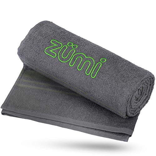Zumi Camping-Handtuch aus 100 % Baumwolle, ultraleicht, schnell trocknend, sehr saugfähig, weich und umweltfreundlich, kompakt, leicht, für Sport, Boot, Strand, Rucksackreisen, keine Mikrofaser, Grau von Zumi