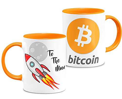 Cryptocurrency Tasse To The Moon Weiße Keramiktasse 11oz Original Gifts (Bitcoin-Orange) von Zumo Digital