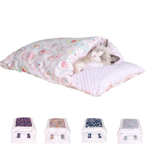 Zumylea Orthopaedic Cat Sleeping Bag, Cat Sleeping Bag,The Soft and Warm Sleeping Bag for Cats, Removable and Washable Cat Cushion, Safety Feeling Pet Bed (Cupcake, M (Within 3-10 pounds)) von Zumylea