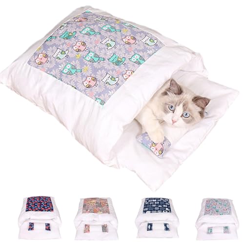 Zumylea Orthopaedic Cat Sleeping Bag, Cat Sleeping Bag,The Soft and Warm Sleeping Bag for Cats, Removable and Washable Cat Cushion, Safety Feeling Pet Bed (Owl, M (Within 3-10 pounds)) von Zumylea