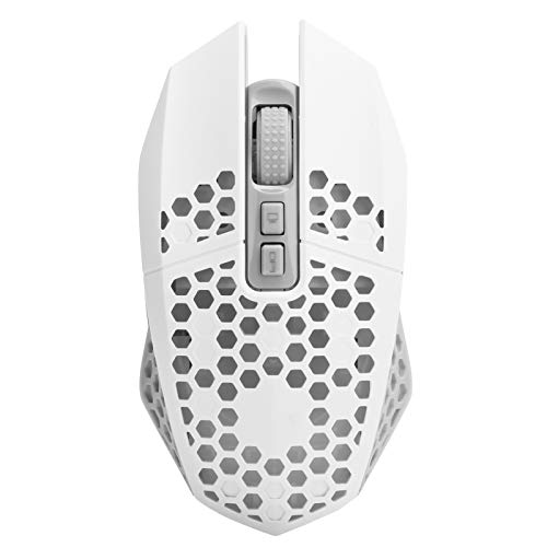 Drahtlose Maus, 7 Tasten, 2,4 GHz, 3 Gänge, Einstellbare Kabellose, Stumme Spielemäuse Ergonomische Business Office Student Luminous Hollow Mouse, mit USB-Empfänger, für Desktop-Notebooks(Weiß) von Zunate