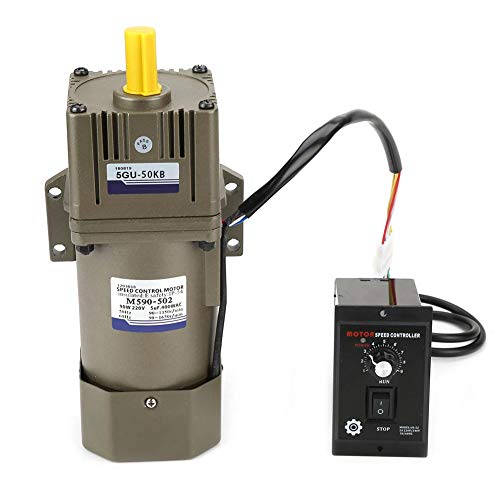 Drehzahlminderer,M590-502 stufenlos einstellbar Umrichtermotor AC 220V 90W Einphasen Asynchron Getriebemotor Verzögerung einstellbar Geschwindigkeit (Getriebemotor/Getriebe/Regler/Halterung) (50K) von Zunate