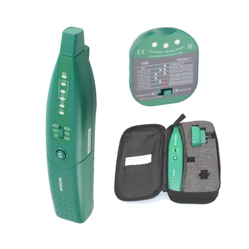 MS5902 Automatischer Leistungsschalter-Finder- und Steckdosentester-Kit mit Sender und Empfänger, berührungslosem Wechselspannungsdetektor für Heim/Industrie, Schwarz + Grün(MS5902TD) von Zunate